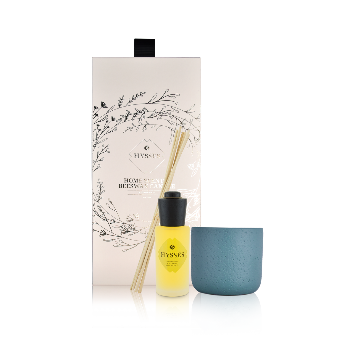 Gift Set Of 2 Home Scent &amp; Beeswax Candle Lemongrass, 60ml/100g